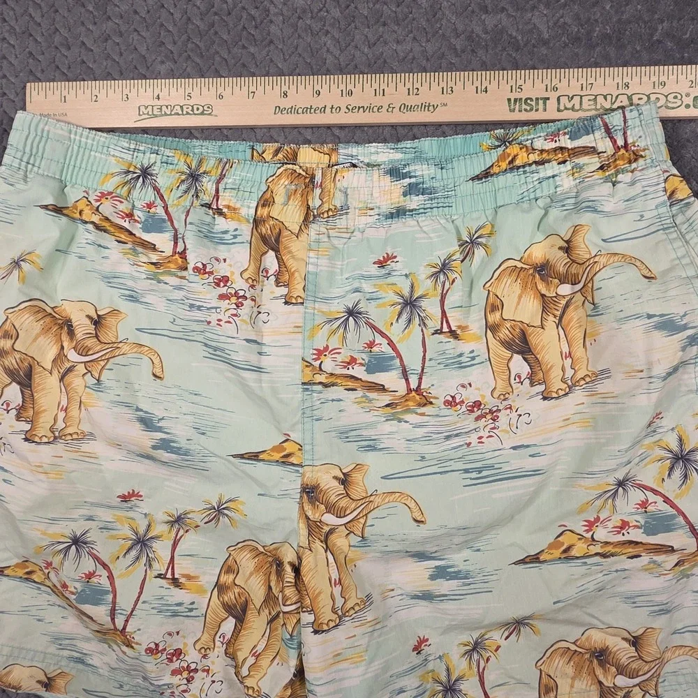 Polo Ralph Lauren Mens Swim Trunks Lined Elephant Print Size XL Tropical Pockets